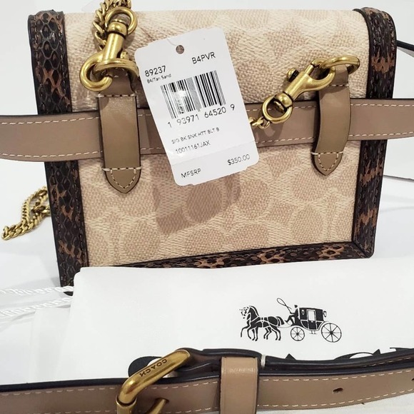 Coach 89237 Hutton Belt Bag In Blocked Signature Canvas With Snakeskin Detail - Picture 7 of 10